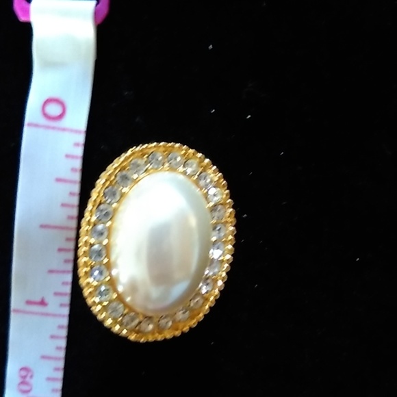 Clip Faux Diamond & Pearl Earrings wedding party - Picture 4 of 4